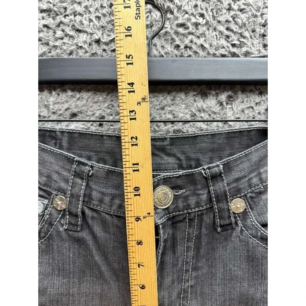 True Religion Ricky Relaxed Straight Distressed Denim Jeans Black Mens Size 38
